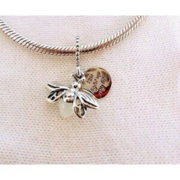 Glow in the dark Firefly Charm, Charms for Pandora Bracelet, Girl Dangle Charm - Picture 3 of 7